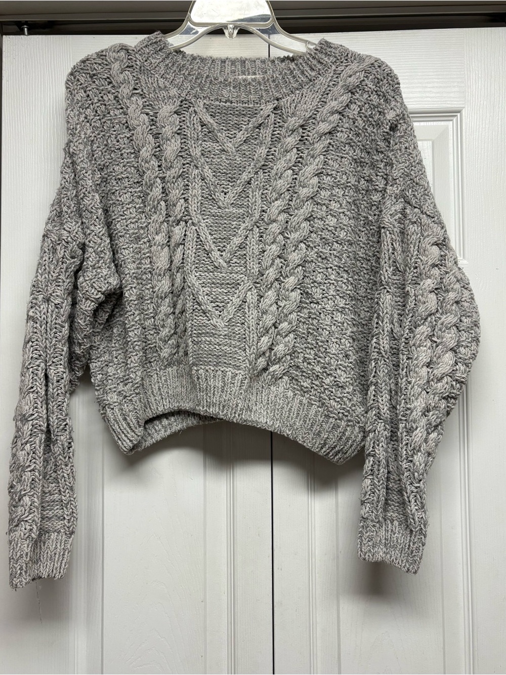 Altar’d State Cozy Cable Knit Women's Sweater - Gray